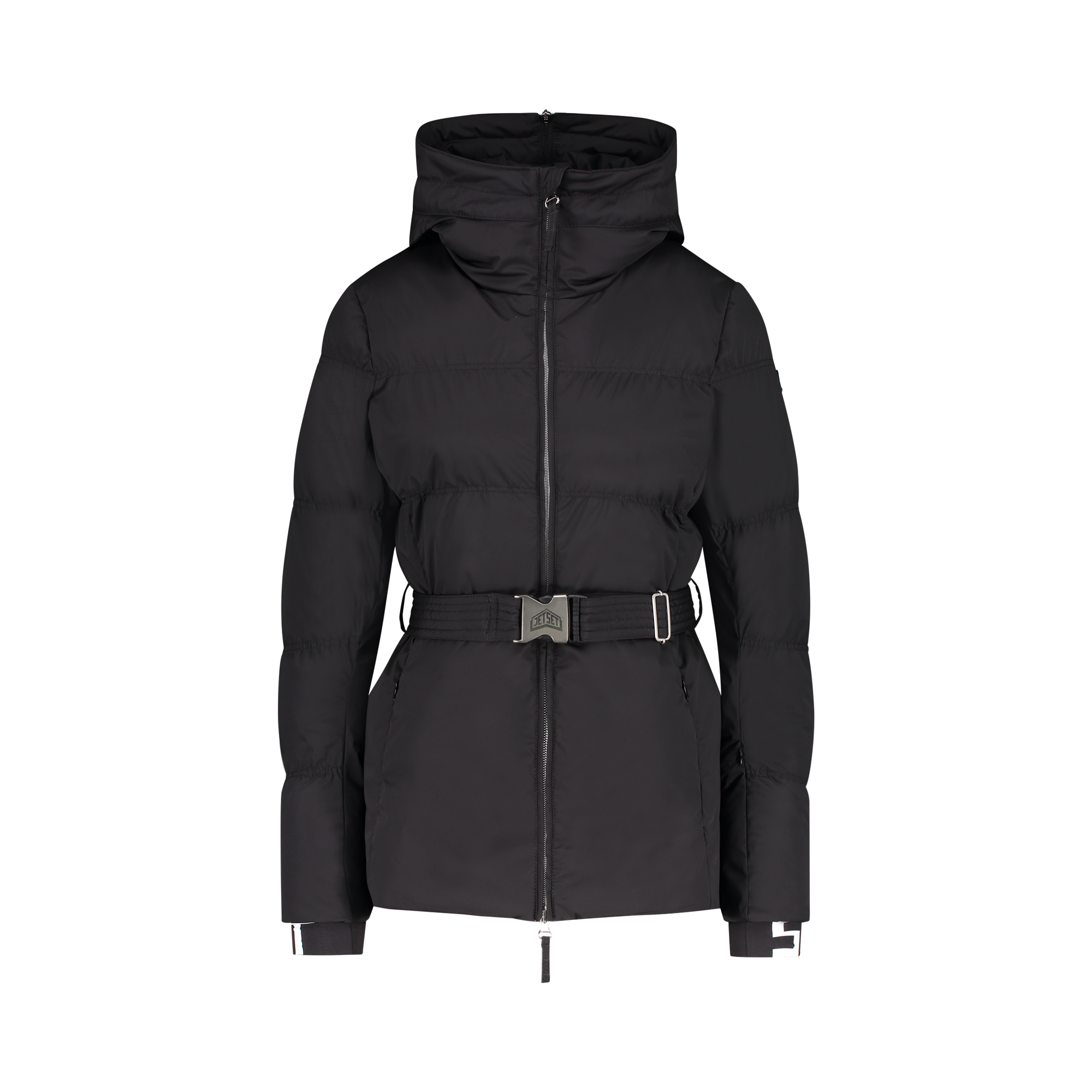 Black belted top ski jacket