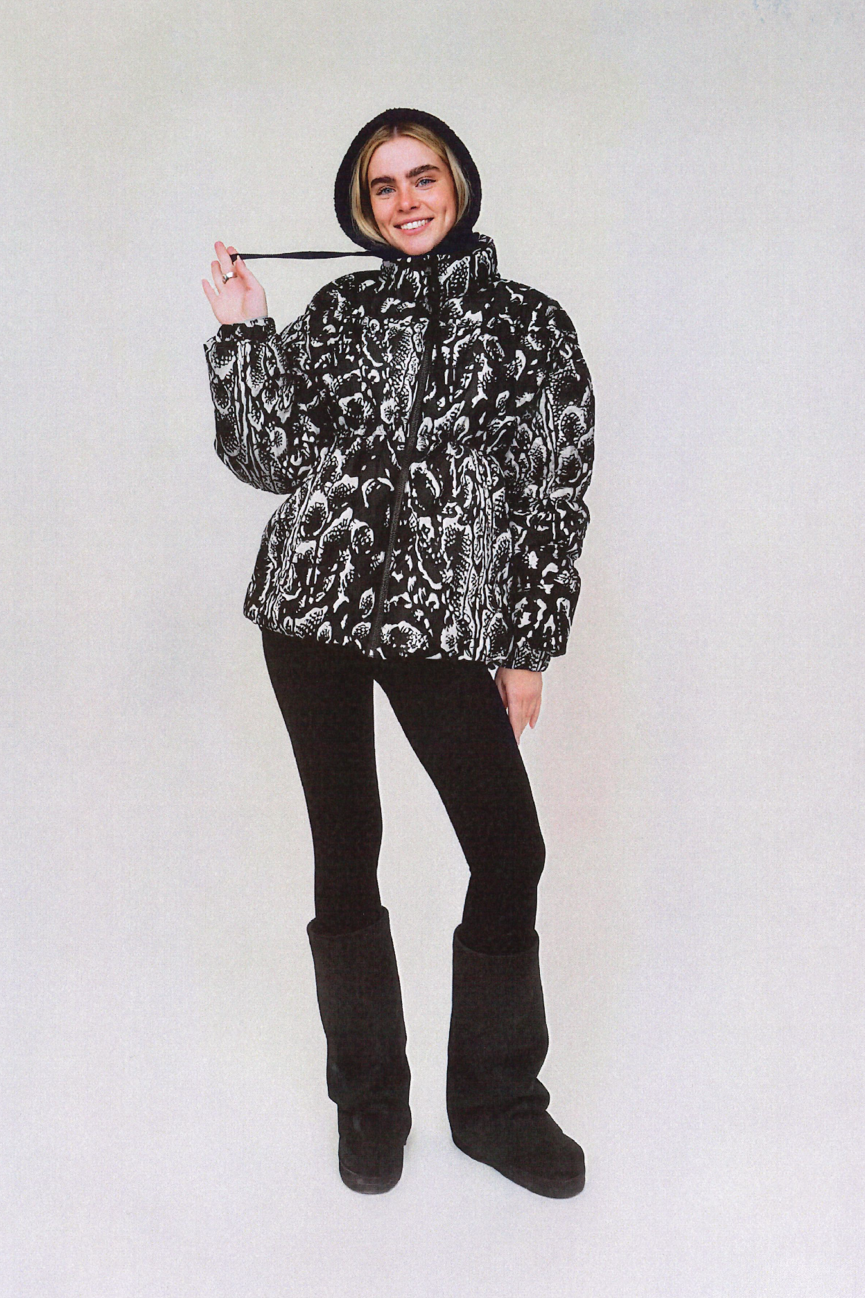 Halo Puffer Jacket Print - AOP Serpentis Black