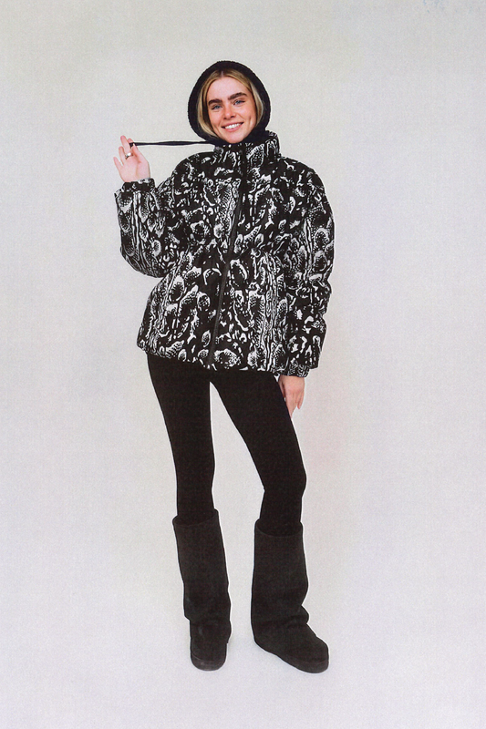 Halo Puffer Jacket Print - AOP Serpentis Black