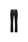 The front of The Tiby star ski pants in black featuring stars along the sides of the legs.