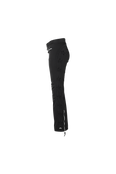The side of the starred ski pants in black featuring stars along the legs and back