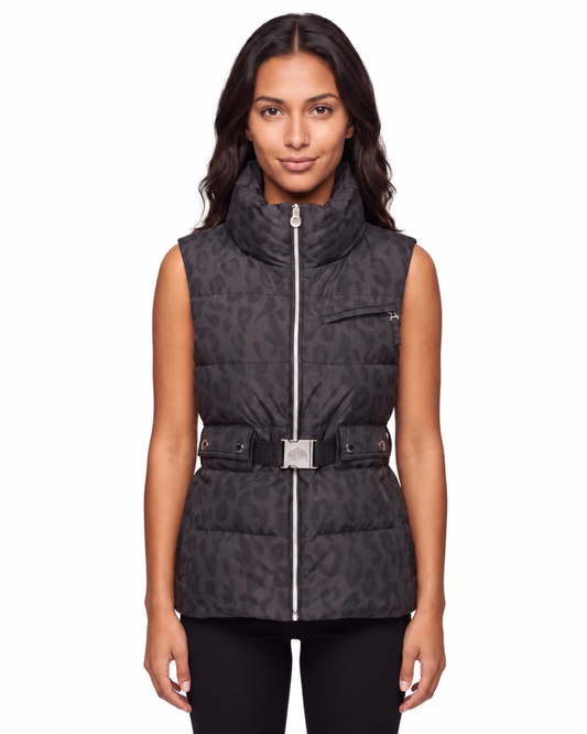 CLARA VEST PRINT - Black Leo