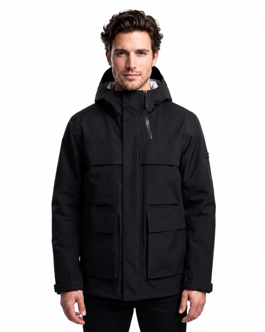 Yves Hooded City Jacket - Black