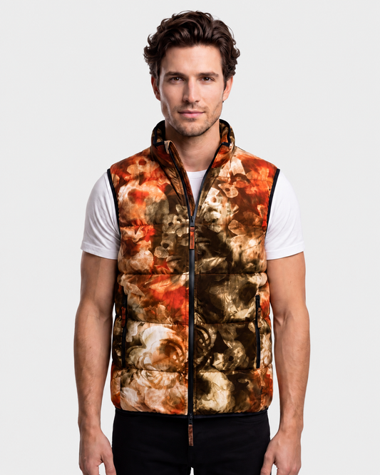 Alain Padded Vest - Camou Print Rust