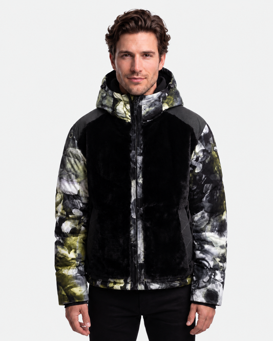 Lodo Fur Padded Jacket - Camou Print Grey